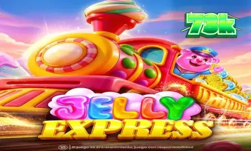 Tampilan visual slot Jelly Express dengan tema permen dan kereta api